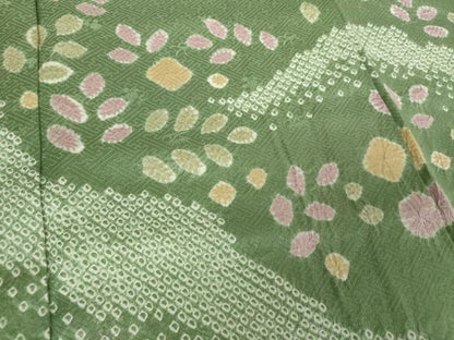 平和屋着物●訪問着　総絞り　草花文　正絹　逸品　DABH9194ps