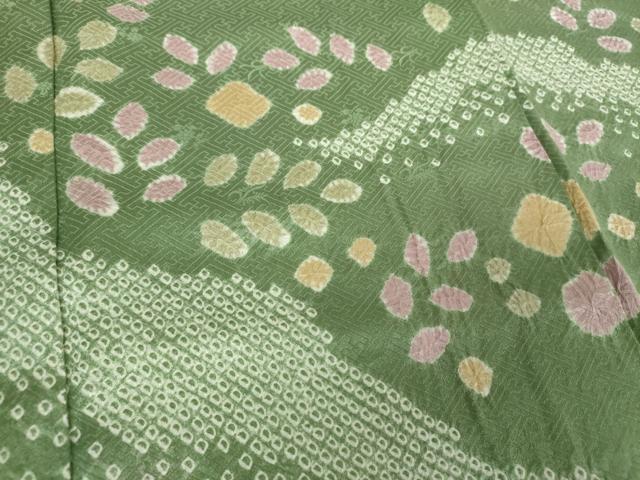 平和屋着物●訪問着　総絞り　草花文　正絹　逸品　DABH9194ps