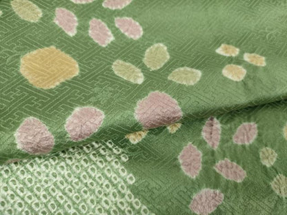 平和屋着物●訪問着　総絞り　草花文　正絹　逸品　DABH9194ps