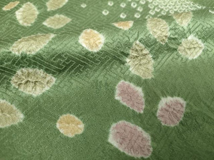 平和屋着物●訪問着　総絞り　草花文　正絹　逸品　DABH9194ps