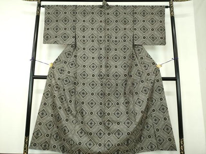 平和屋着物●本場大島紬　龍郷絣　花菱文　正絹　逸品　DABH9195ps