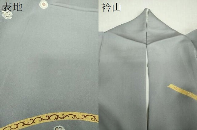 平和屋着物●訪問着　駒刺繍　鬘帯花文　金彩　正絹　逸品　DABH9198ps
