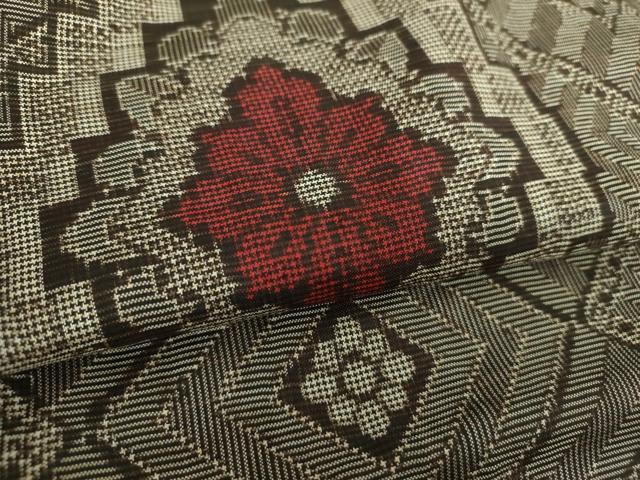 平和屋着物●本場大島紬　龍郷絣　花菱文　正絹　逸品　DABH9199ps