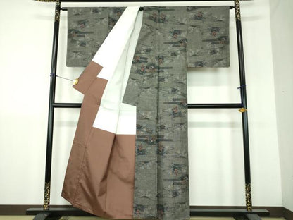 平和屋着物●本場大島紬　9マルキ　流水花文　正絹　逸品　未使用　DABH9203ps