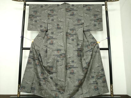 平和屋着物●本場大島紬　9マルキ　流水花文　正絹　逸品　未使用　DABH9203ps