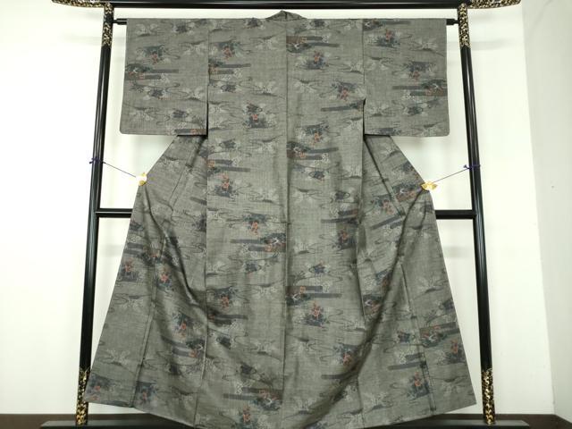 平和屋着物●本場大島紬　9マルキ　流水花文　正絹　逸品　未使用　DABH9203ps