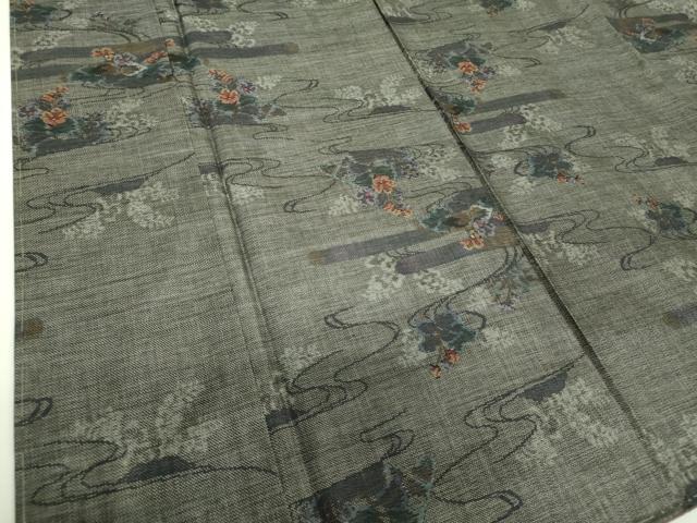 平和屋着物●本場大島紬　9マルキ　流水花文　正絹　逸品　未使用　DABH9203ps