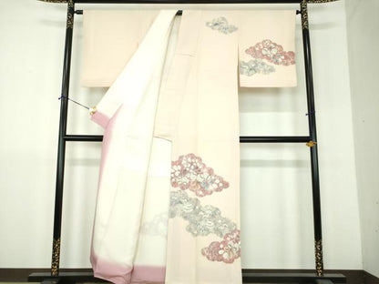 平和屋着物●訪問着　絞り　辻が花　雲取り風景　正絹　逸品　DABH9206ps