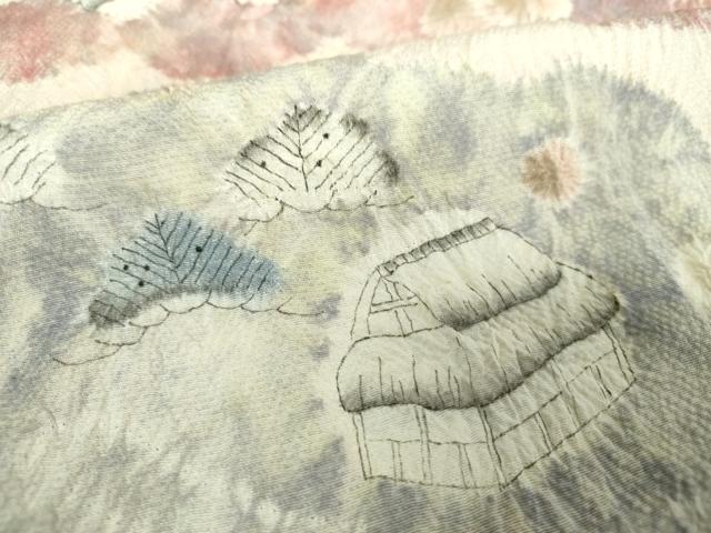 平和屋着物●訪問着　絞り　辻が花　雲取り風景　正絹　逸品　DABH9206ps