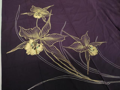 平和屋着物●豪華振袖　作家物　寿光織　草花文　暈し染め　金銀糸　正絹　逸品　DABH9207ps