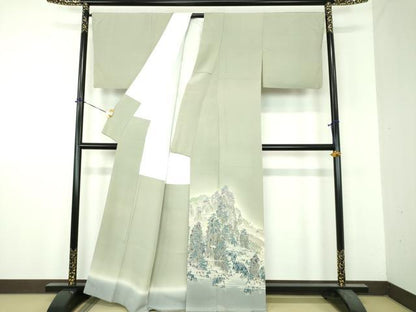 平和屋着物●本加賀友禅作家　浅野冨治男　訪問着　友禅　飛鳥風景　暈し染め　正絹　逸品　DABH9208ps