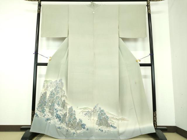 平和屋着物●本加賀友禅作家　浅野冨治男　訪問着　友禅　飛鳥風景　暈し染め　正絹　逸品　DABH9208ps