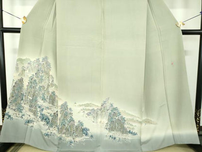 平和屋着物●本加賀友禅作家　浅野冨治男　訪問着　友禅　飛鳥風景　暈し染め　正絹　逸品　DABH9208ps