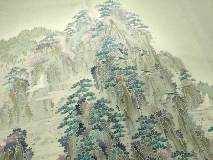 平和屋着物●本加賀友禅作家　浅野冨治男　訪問着　友禅　飛鳥風景　暈し染め　正絹　逸品　DABH9208ps