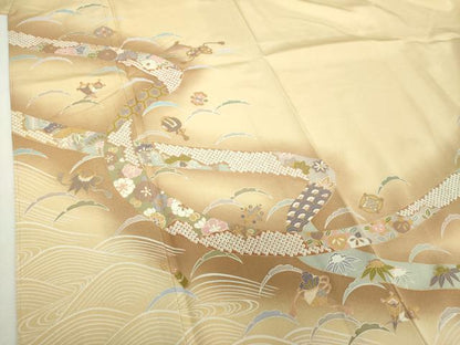 平和屋着物●訪問着　宝尽くし花熨斗文　暈し染め　金彩　正絹　逸品　未使用　DABH9210ps