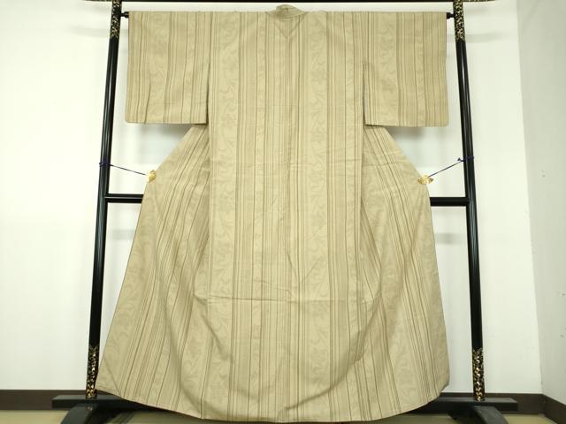 平和屋着物●結城紬　80亀甲　更紗花間道　やまと誂製　正絹　逸品　DABH9211ps