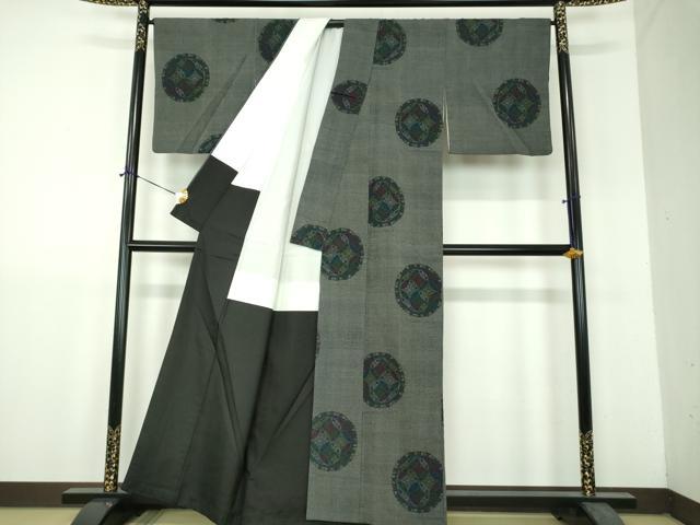 平和屋着物●本塩沢　七宝花文　正絹　逸品　DABH9213ps