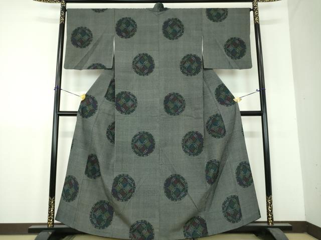 平和屋着物●本塩沢　七宝花文　正絹　逸品　DABH9213ps