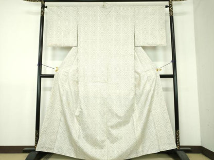 平和屋着物●本場大島紬　白大島　7マルキ　花菱文　正絹　逸品　DABH9216ps