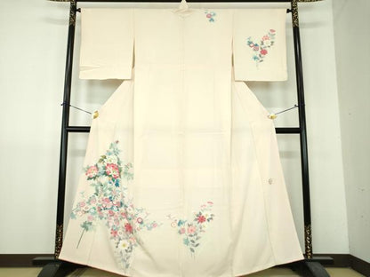 平和屋着物●訪問着　友禅　草花文　正絹　逸品　DABH9217ps