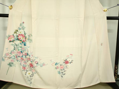 平和屋着物●訪問着　友禅　草花文　正絹　逸品　DABH9217ps