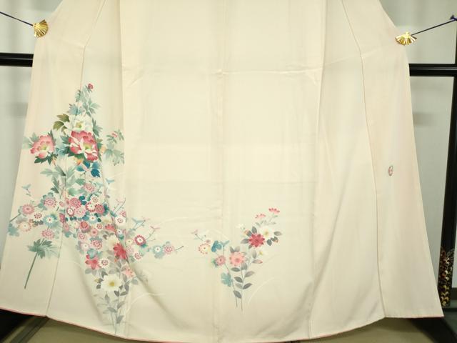 平和屋着物●訪問着　友禅　草花文　正絹　逸品　DABH9217ps