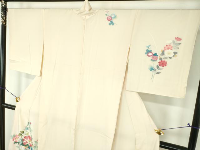 平和屋着物●訪問着　友禅　草花文　正絹　逸品　DABH9217ps