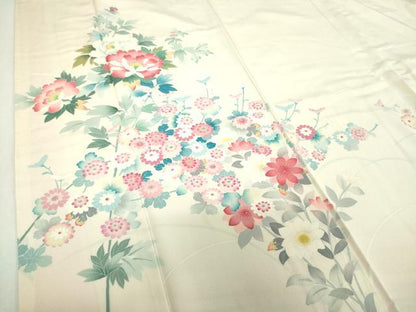 平和屋着物●訪問着　友禅　草花文　正絹　逸品　DABH9217ps