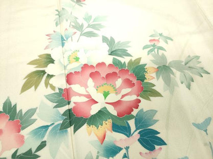 平和屋着物●訪問着　友禅　草花文　正絹　逸品　DABH9217ps