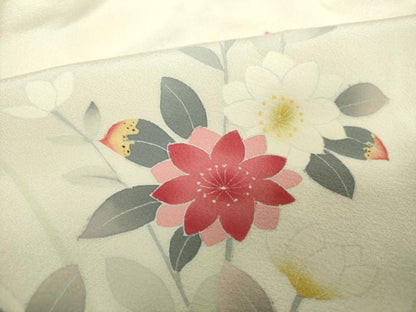 平和屋着物●訪問着　友禅　草花文　正絹　逸品　DABH9217ps