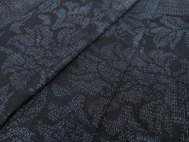 平和屋着物●結城紬　80亀甲　市松更紗花文　正絹　逸品　未使用　DABH9219ps