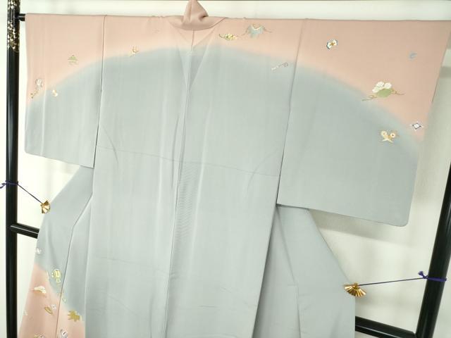平和屋着物●訪問着　宝尽くし　暈し染め　金彩　正絹　逸品　DABH9220ps