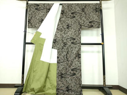 平和屋着物●本場大島紬　9マルキ　古代染色純泥染　風景文　牧絹織物謹製　証紙付き　正絹　逸品　DABH9222ps