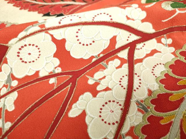 平和屋本店●アンティーク　大正ロマン　振袖　駒刺繍　鼓吉祥鳳凰花文　黒地　金銀彩　正絹　逸品　DABH9223ps