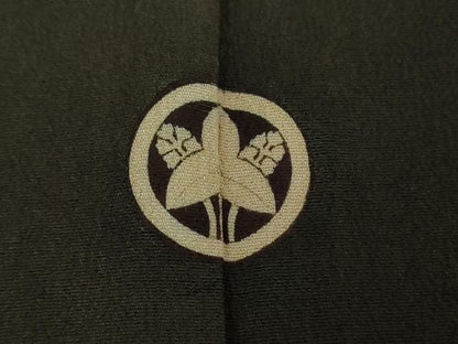 平和屋本店●アンティーク　大正ロマン　振袖　駒刺繍　手描き　飛鶴御所車花文　暈し染め　黒地　金彩　正絹　逸品　DABH9224ps
