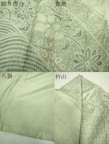 平和屋着物●名門　藤娘きぬたや・総絞り　訪問着　花唐草文　正絹　逸品　DABH9227ps