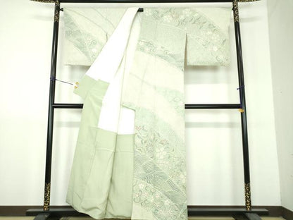 平和屋着物●名門　藤娘きぬたや・総絞り　訪問着　花唐草文　正絹　逸品　DABH9227ps