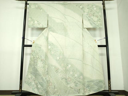 平和屋着物●名門　藤娘きぬたや・総絞り　訪問着　花唐草文　正絹　逸品　DABH9227ps