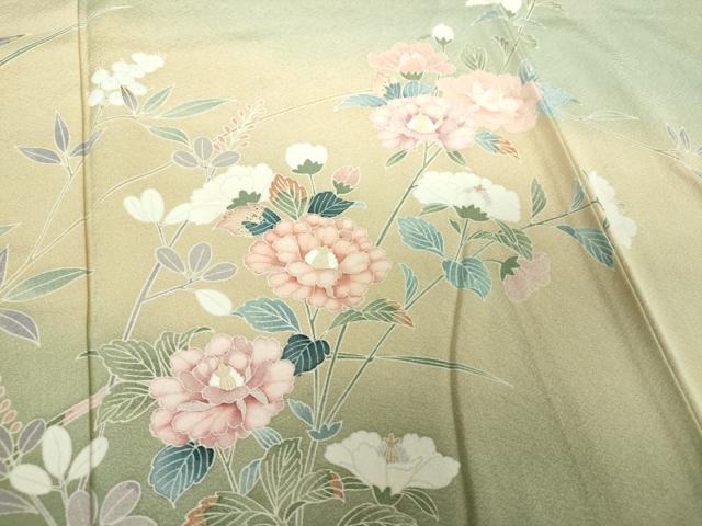 平和屋着物●訪問着　友禅　枝花文　暈し染め　正絹　逸品　DABH9228ps