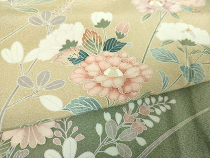 平和屋着物●訪問着　友禅　枝花文　暈し染め　正絹　逸品　DABH9228ps