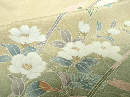 平和屋着物●訪問着　友禅　枝花文　暈し染め　正絹　逸品　DABH9228ps