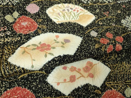 平和屋着物●訪問着　絞り　地紙花文　金彩　正絹　逸品　DABH9229ps