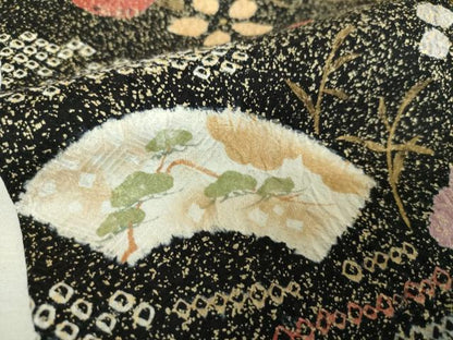 平和屋着物●訪問着　絞り　地紙花文　金彩　正絹　逸品　DABH9229ps