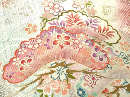 平和屋着物●豪華振袖　枝垂れ桜　流水花松文　暈し染め　金銀彩　正絹　逸品　DABH9230ps