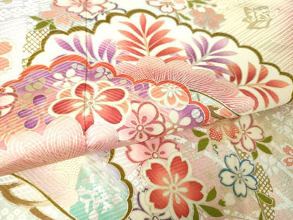 平和屋着物●豪華振袖　枝垂れ桜　流水花松文　暈し染め　金銀彩　正絹　逸品　DABH9230ps