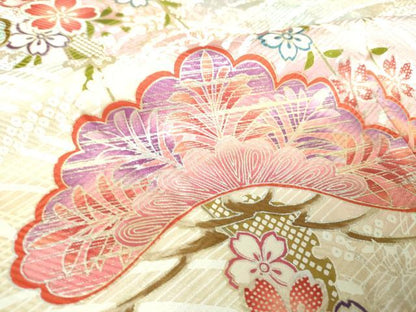 平和屋着物●豪華振袖　枝垂れ桜　流水花松文　暈し染め　金銀彩　正絹　逸品　DABH9230ps