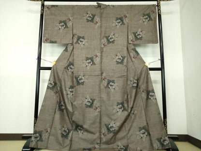 平和屋着物●本場大島紬　9マルキ　草花文　正絹　逸品　DABH9233ps