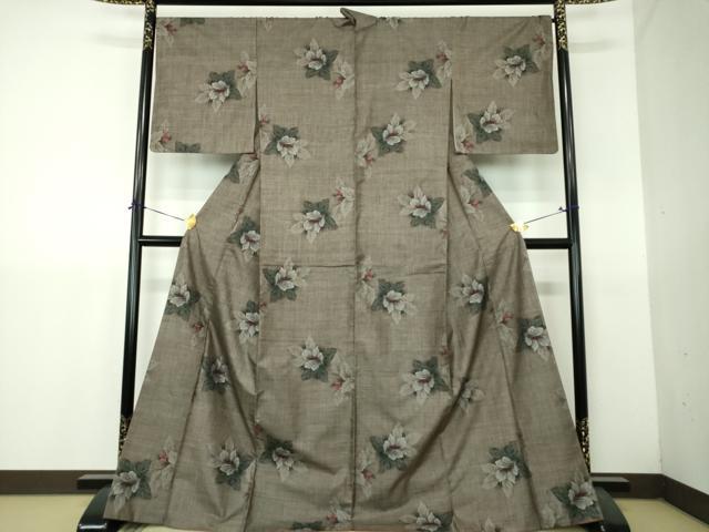 平和屋着物●本場大島紬　9マルキ　草花文　正絹　逸品　DABH9233ps