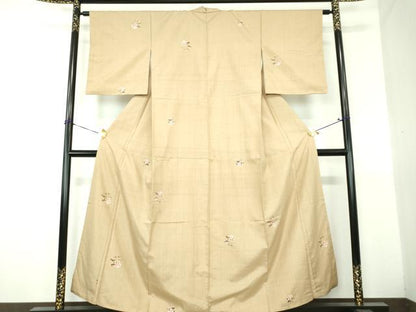 平和屋着物●上質な紬　絞り　花丸文　正絹　逸品　DABH9235ps