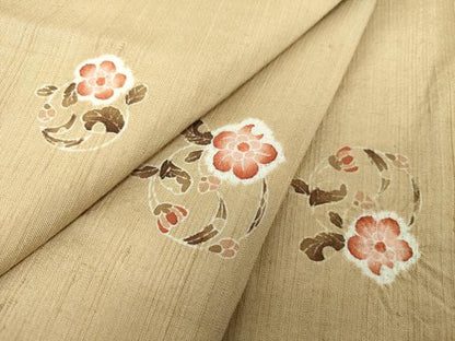 平和屋着物●上質な紬　絞り　花丸文　正絹　逸品　DABH9235ps
